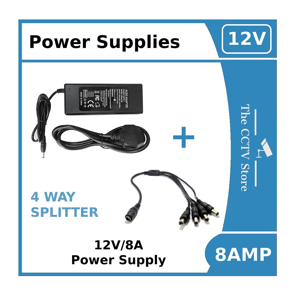 Power Supply 12V/8A for ColorVu CCTV Cameras -12vDC Power Supply 8amp - Image 2