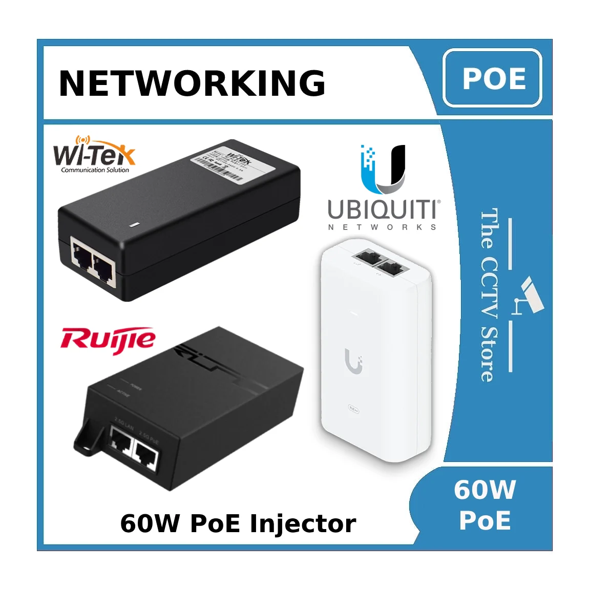 60W POE Injector for Hikvision and Dahua IP PTZ Cameras - Ubiquiti or WiTek or Ruijie