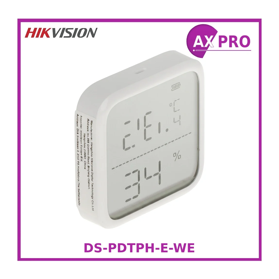 Hikvision AX Pro Wireless Temperature & Humidity Detector (DS-PDTPH-E-WE)