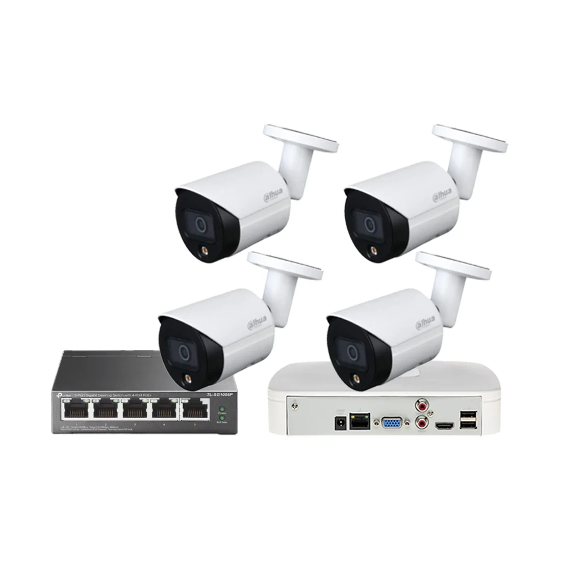 Dahua 4MP Full Colour 8-Channel 4-Camera IP Kit with DHI-NVR2108-4KS2 + 1TB HDD + 4-Port PoE Switch + Free Wi-Fi Range Extender - Image 2