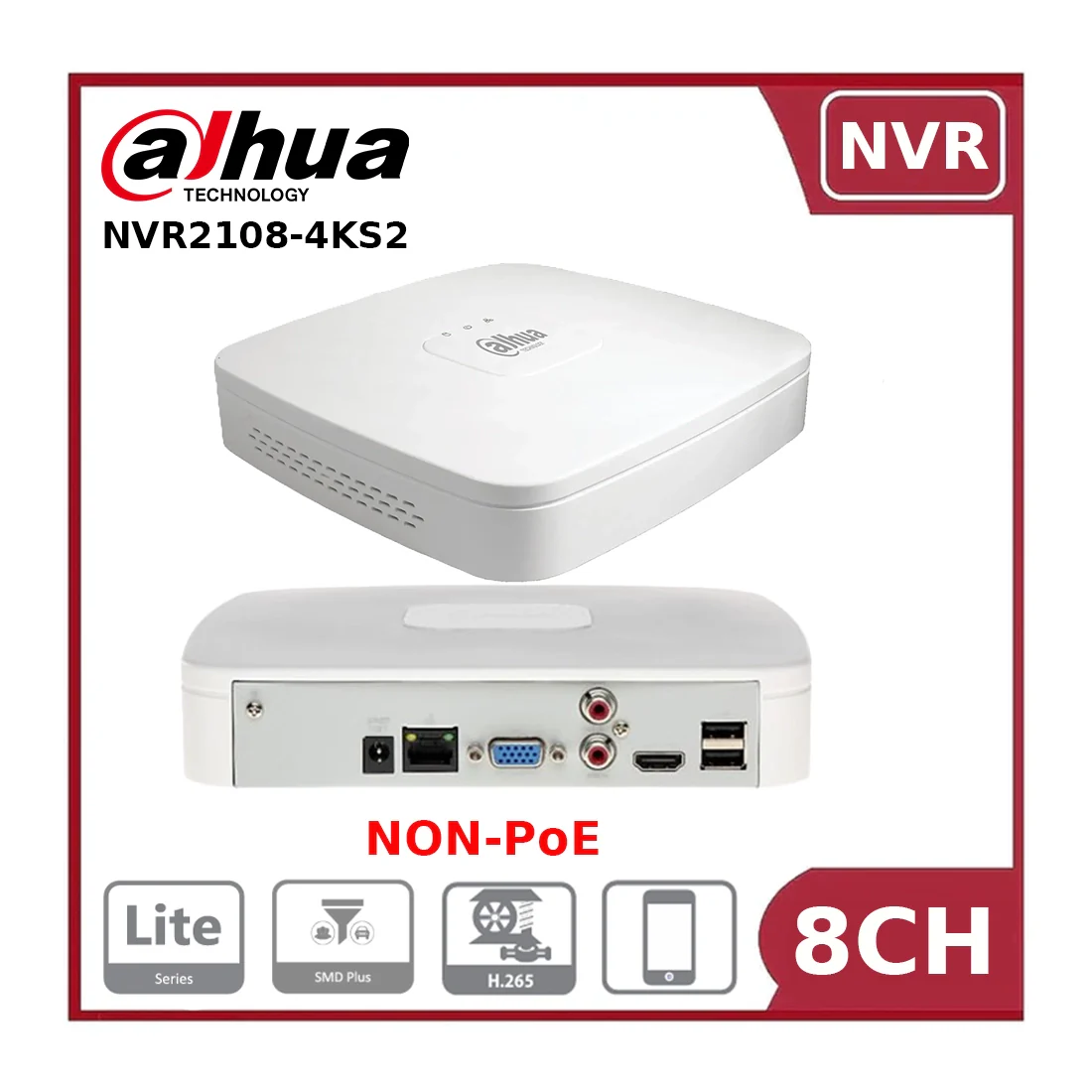 Dahua DHI-NVR2108-4KS2 8-Channel 4K Network Video Recorder, NON-PoE - NR