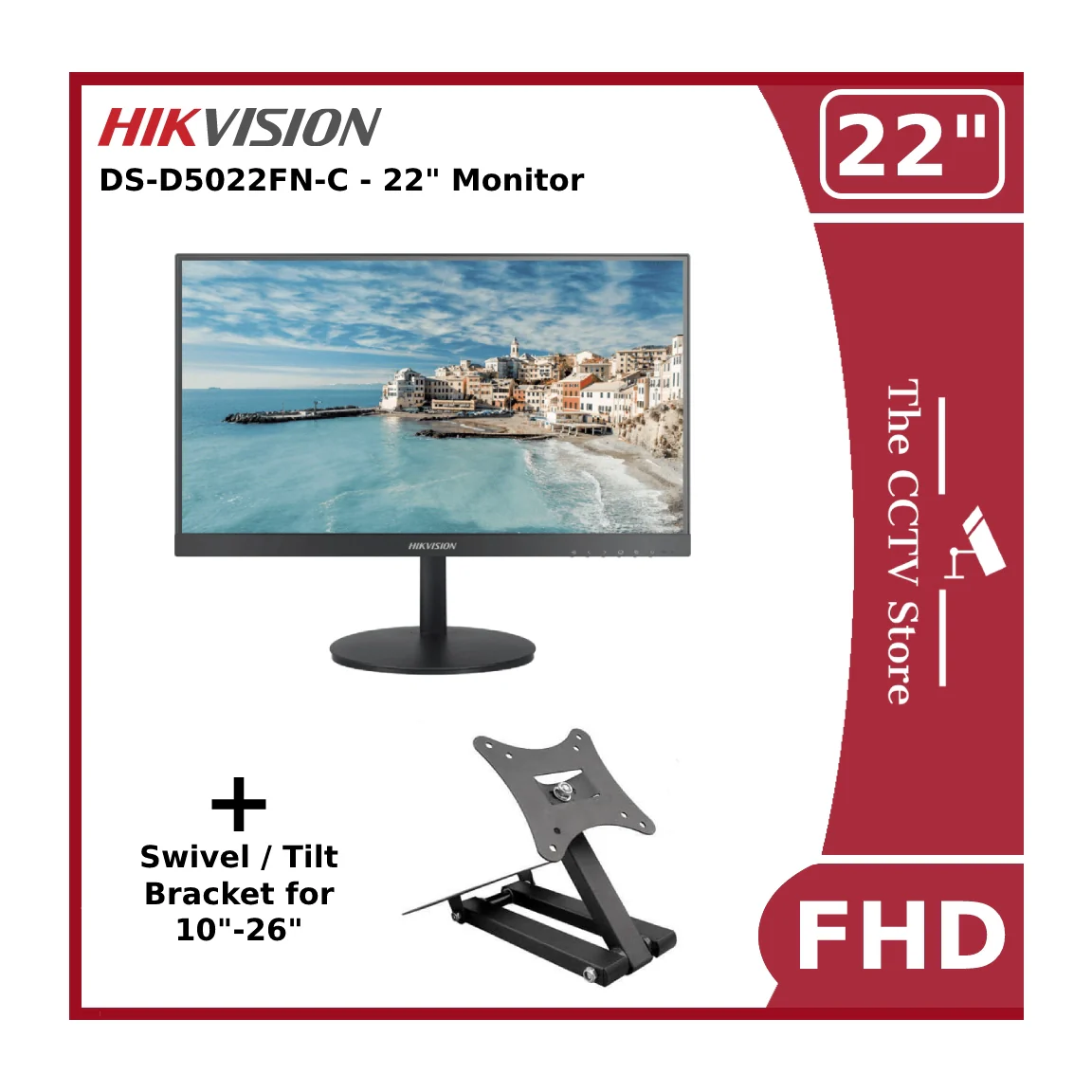 Hikvision DS-D5022F-C FHD Borderless 22" Monitor - HDMI & VGA - Image 2