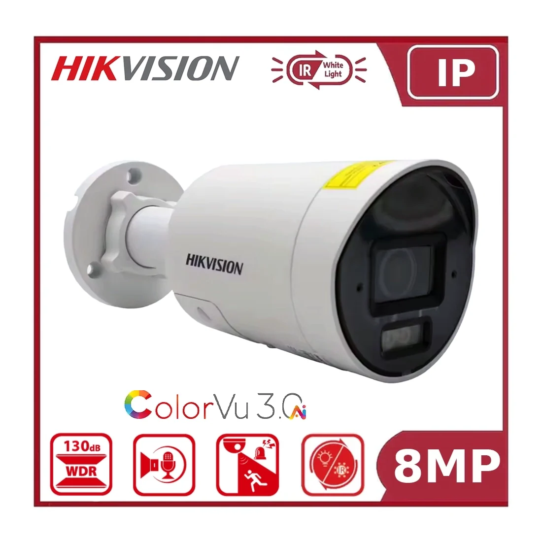 Hikvision DS-2CD2087G3-LI2UY/SL 8MP Smart Hybrid Light ColorVu 3.0 Fixed Mini Bullet IP Camera