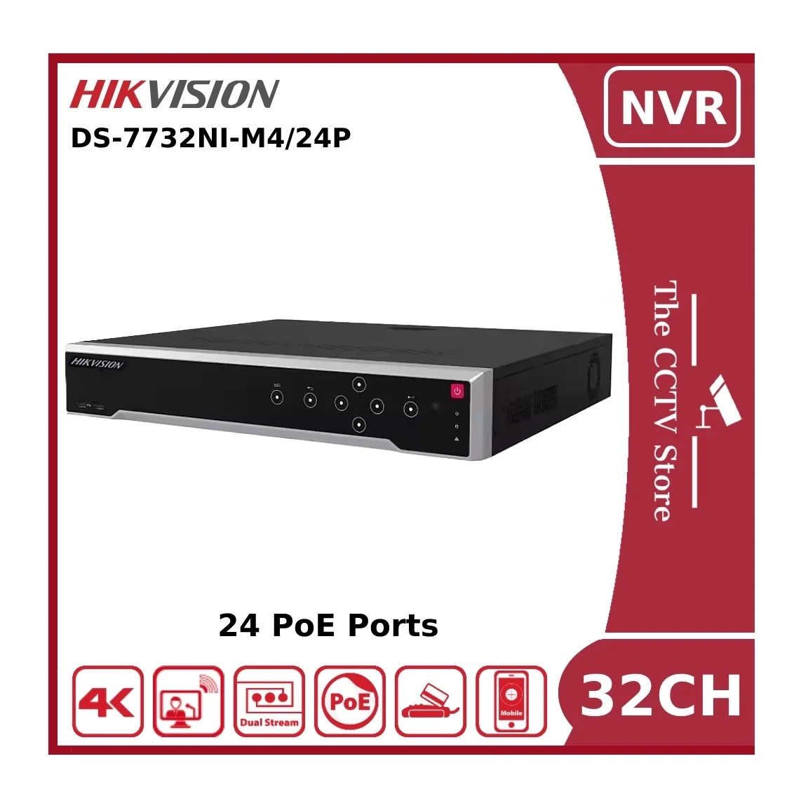 Hikvision DS-7732NI-M4/24P 32 Channel 8K PoE Network Video Recorder - NR