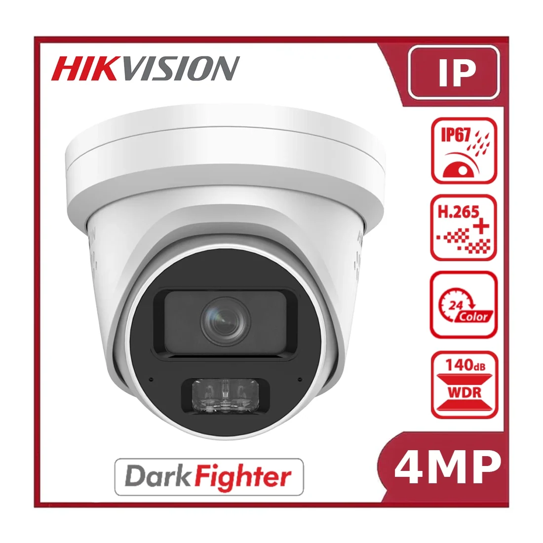 Hikvision iDS-2CD7347G0-XS 4MP DarkfighterS DeepinView Fixed Turret Network Camera - NR