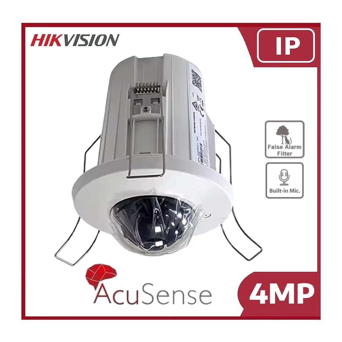Hikvision DS-2CD2E43G2-U 4MP IP Acusense Flush In-ceiling Dome with Microphone