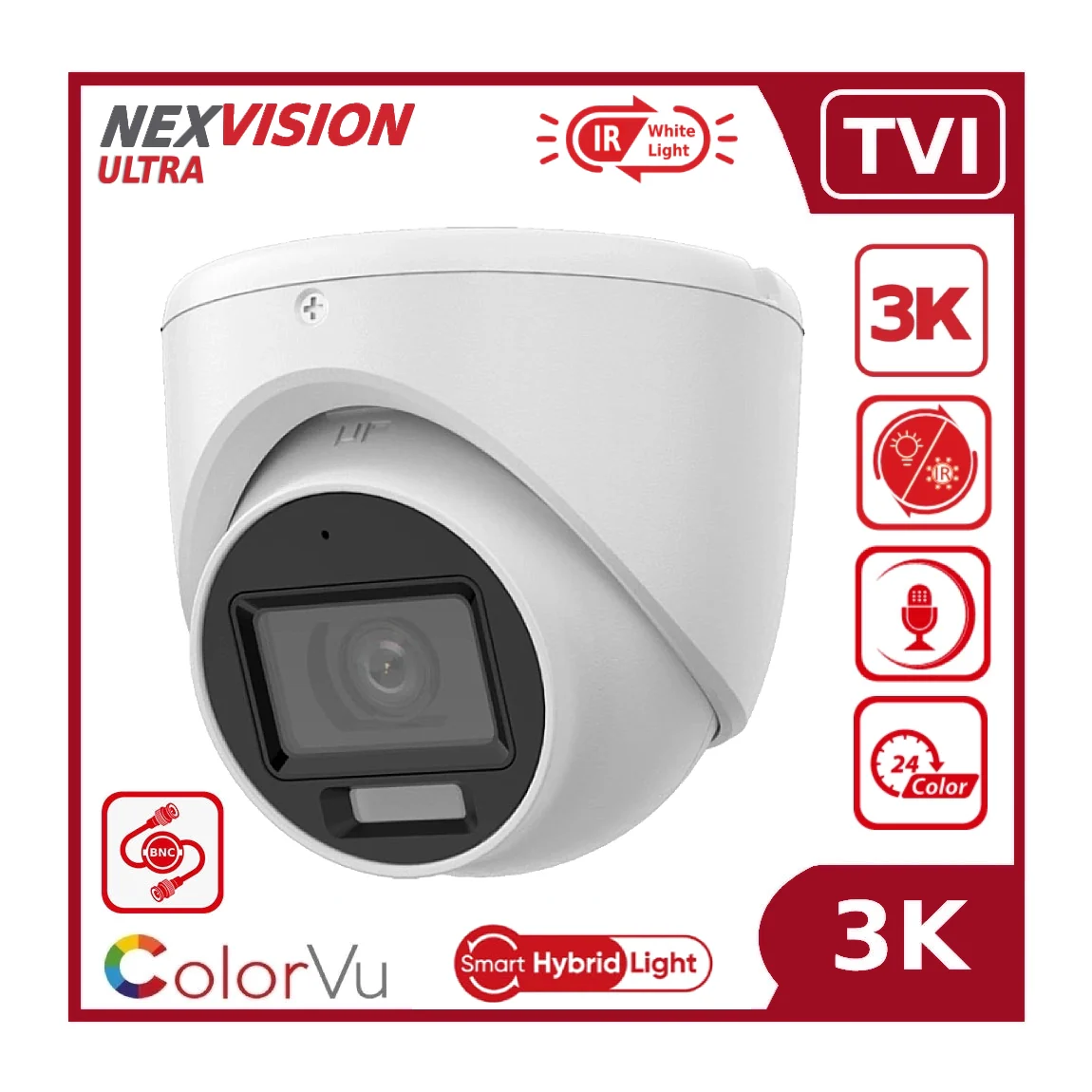 Nexvision Ultra 5MP NVC-T159H-LFS 3K ColorVu Hybrid Light TVI Turret Analogue Camera with AoC Built in Mic IP67 - Image 5