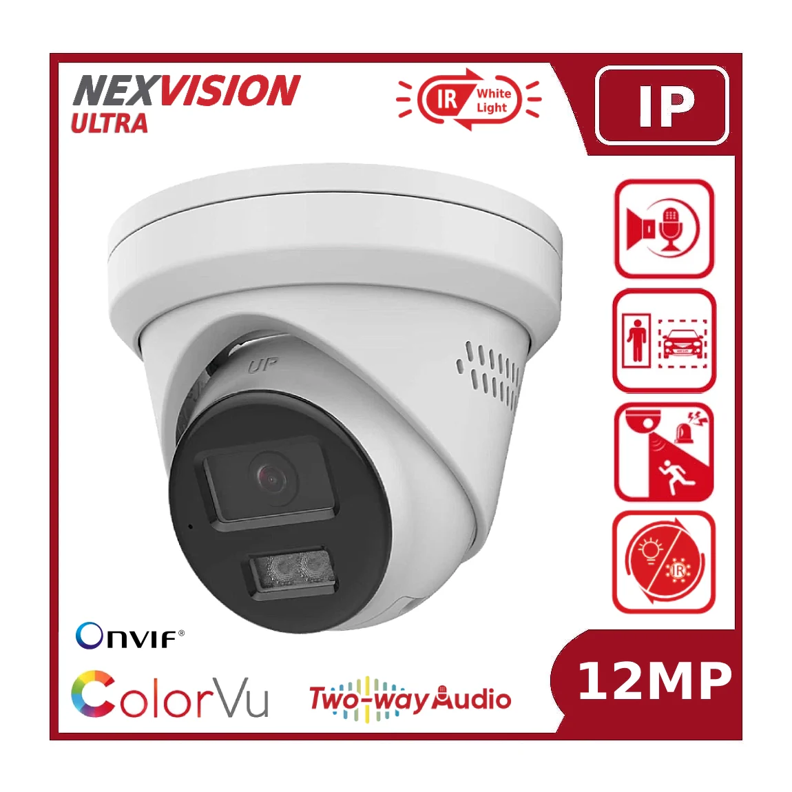 Nexvision Ultra 12MP IPC-T2129HA-LIUF/SL Ultra High Definition Hybrid Light ColorVu + IR Turret IP PoE Camera with Two-Way Audio Human Vehicle Detection IP67 - Image 9