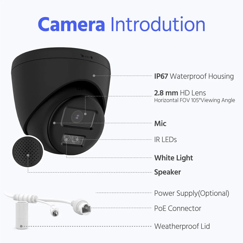 Nexvision Ultra 8MP IPC-T289HA-LIUF/SL 4K ColorVu Hybrid Light IP Turret Camera with Two-Way Audio Human Vehicle Detection IP67 - Image 3