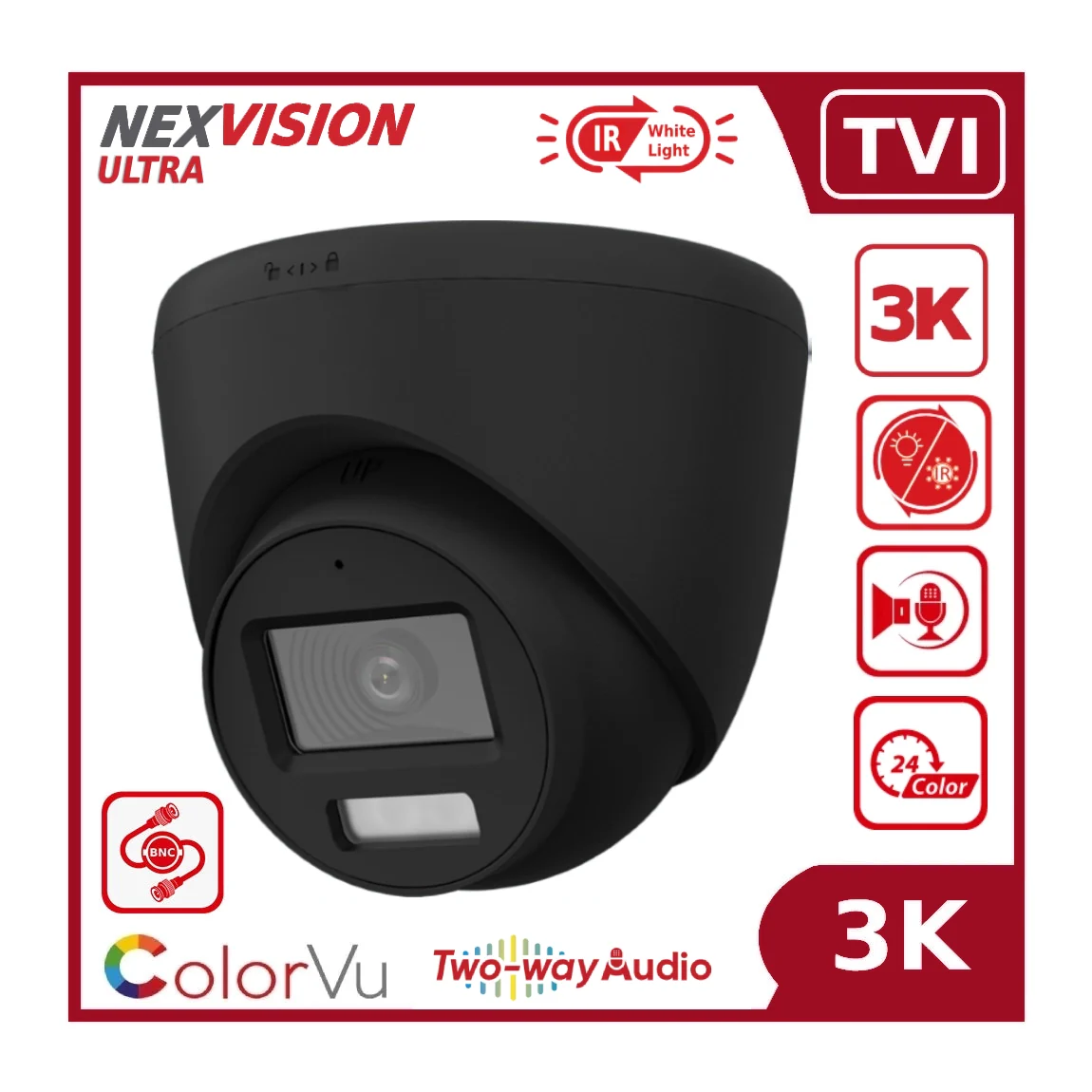 Nexvision Ultra 5MP TVI NVC-T259H-LTS 3K ColorVu Hybrid-Light TVI Analogue Turret Camera with Two-Way Audio - Image 7