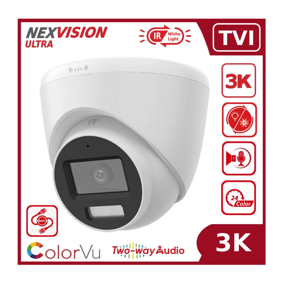 Nexvision Ultra 5MP TVI NVC-T259H-LTS 3K ColorVu Hybrid-Light TVI Analogue Turret Camera with Two-Way Audio - Image 8