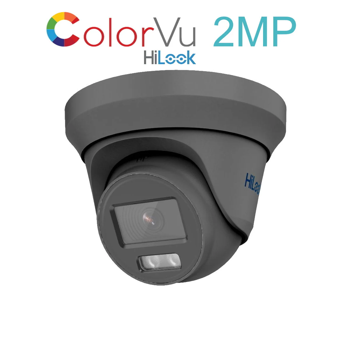 THC-T229-M HiLook 2MP 1080P HD-TVI ColorVu analogue turret camera with 40m LED in white or grey - Image 3