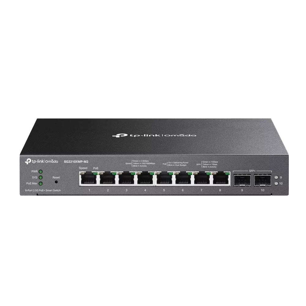 TP-Link SG2210XMP-M2 Omada 8-Port 2.5GBASE-T and 2-Port 10GE SFP+ Smart Switch with 8-Port PoE+ - Image 2