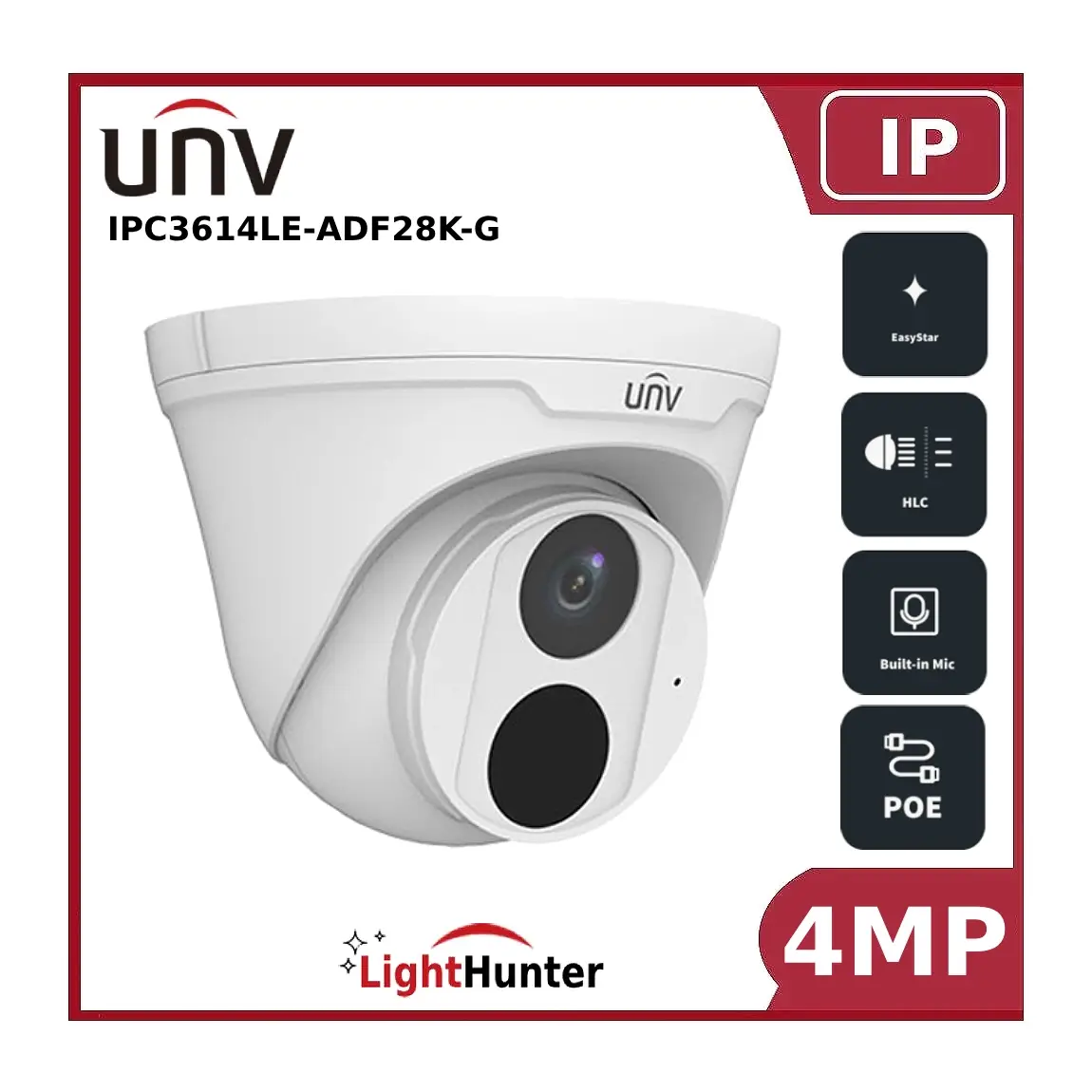 UNV UIPC3614LE-ADF28K-G 4MP Lighthunter Fixed Lens IP Turret CCTV Camera